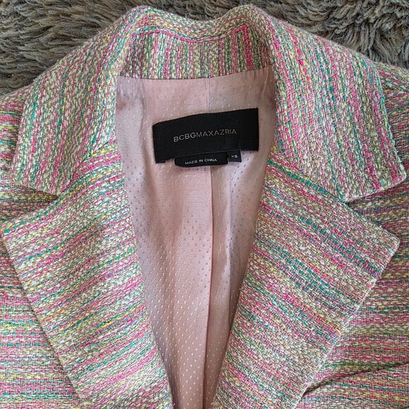 BCBG MaxAzria Beautiful Suit Jacket Blazer pink bow XS - Picture 2 of 9